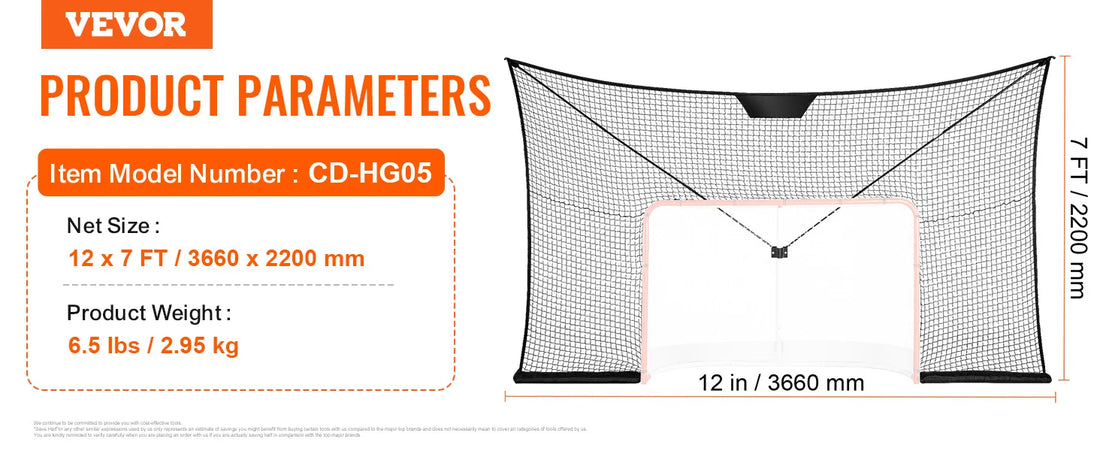 VEVOR 12x7ft Hockey Goal Backstop Net