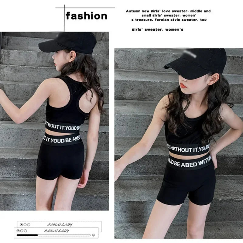 Kids Girls 2PC Sports Tank Top & Shorts Set