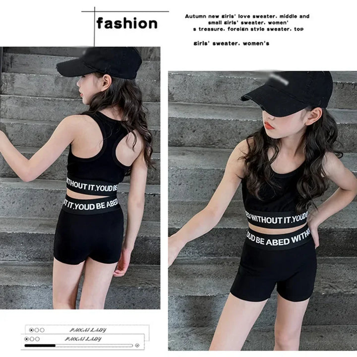 Kids Girls 2PC Sports Tank Top & Shorts Set