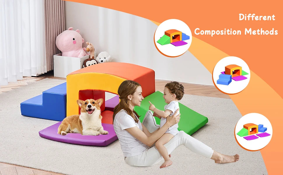 Linor Foam Climbing Blocks for Toddlers, 7/10 Pcs Climbing Toys for Toddlers 1-3 (5pcs) Games for Kids  Outdoor Toys