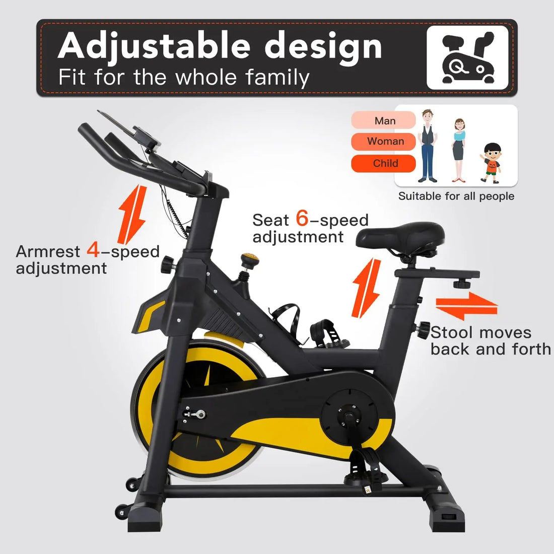 Fitness Training Bike with LCD Monitor & Cushioned Seat