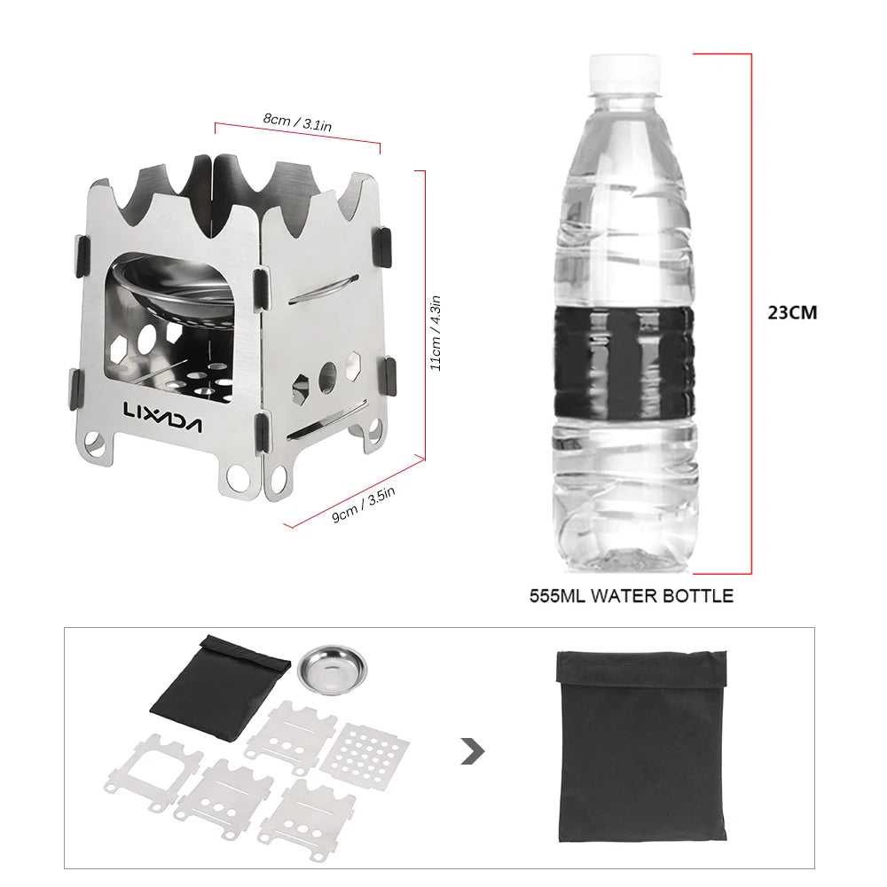 Titanium Portable Folding Wood Camping Stove