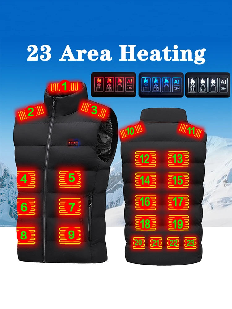 Unisex Heated Vest with 23 Heating Zones – USB Rechargeable