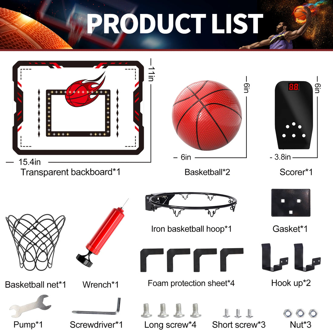 Indoor Mini Basketball Hoop Set with Electronic Scoreboard