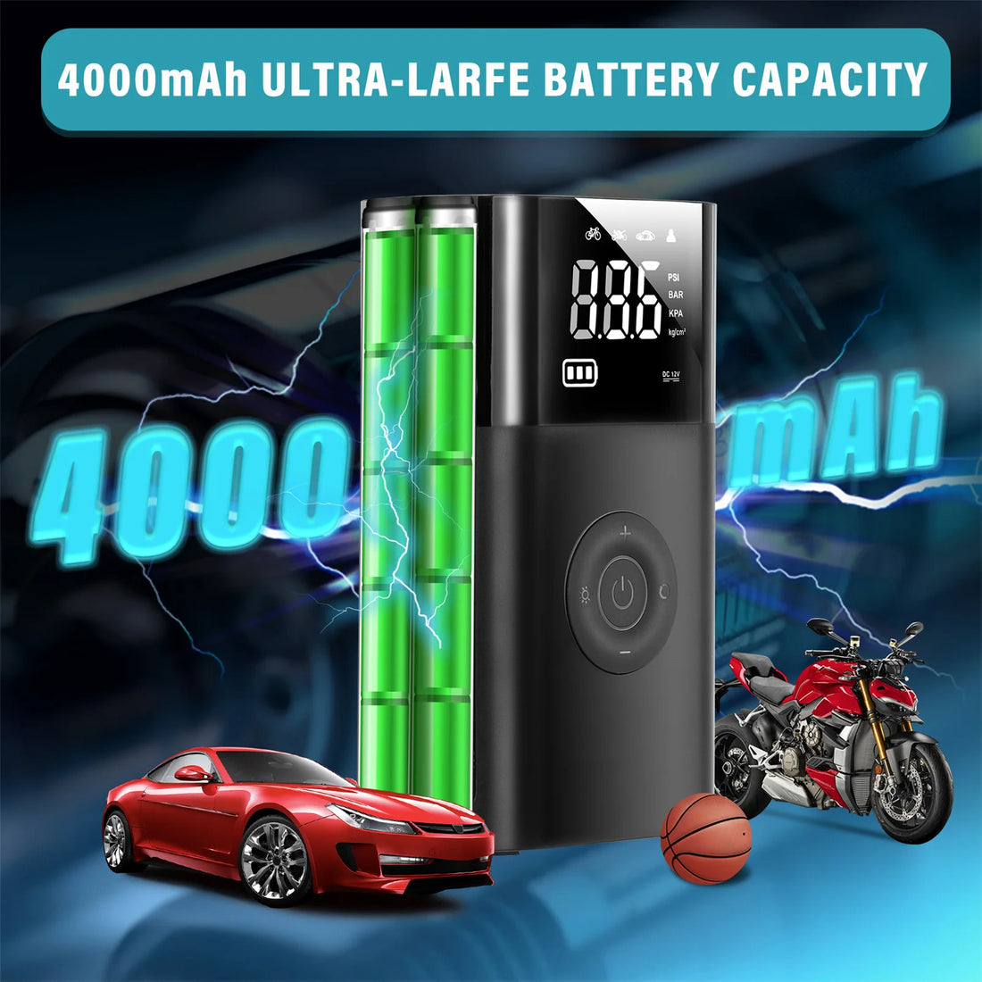 Tomshoo 4-in-1 Car Air Compressor & Power Bank