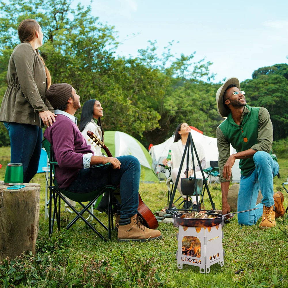 Titanium Portable Folding Wood Camping Stove