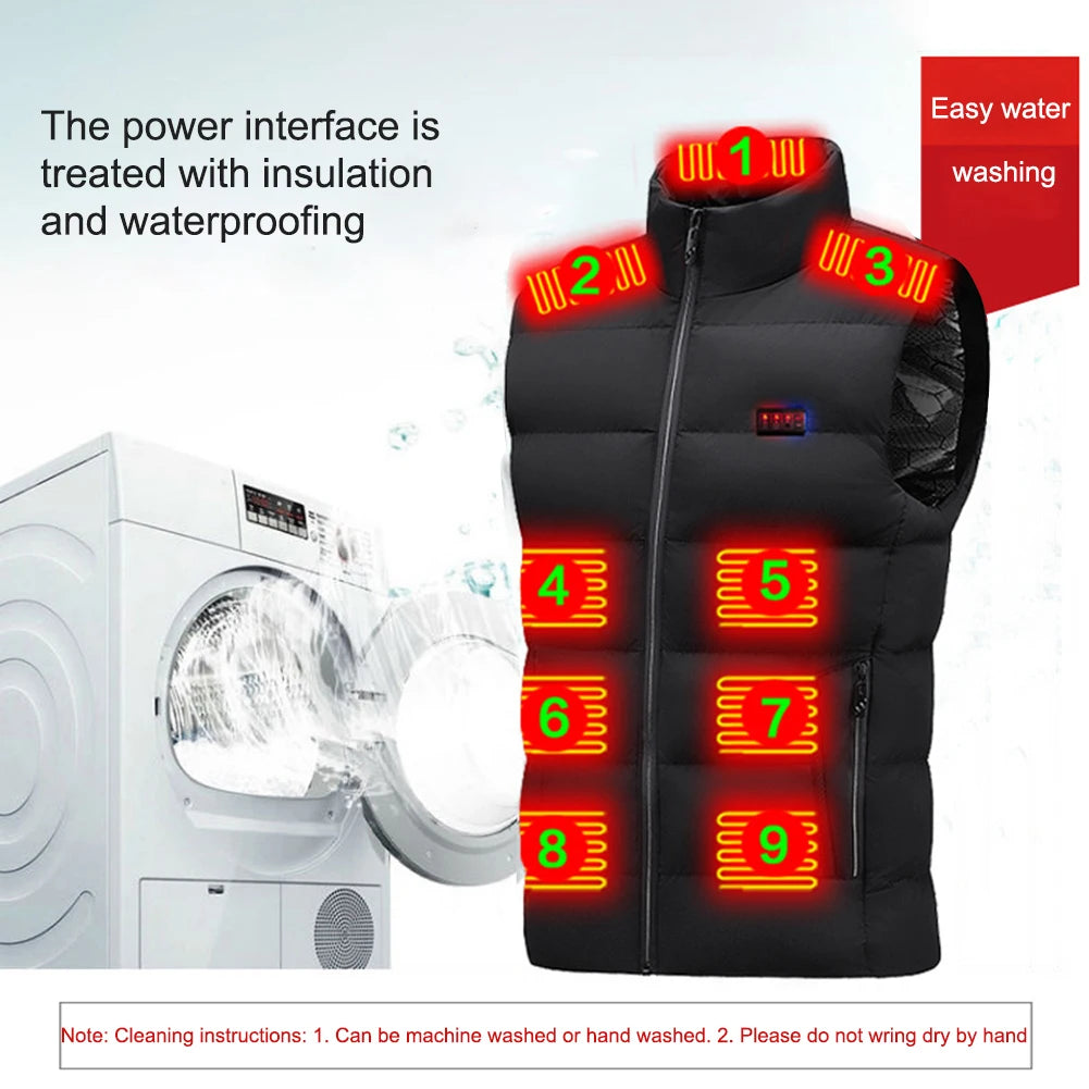 Unisex Heated Vest with 23 Heating Zones – USB Rechargeable