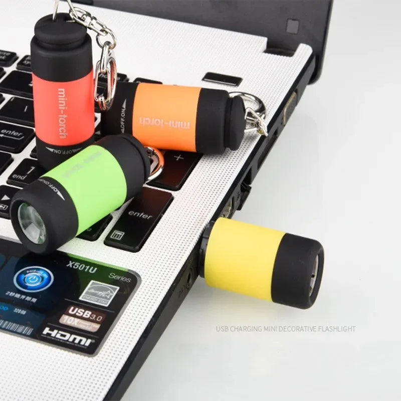 Mini LED USB Rechargeable Keychain Flashlight