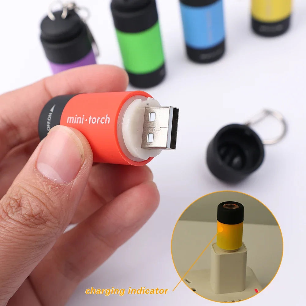 Mini LED USB Rechargeable Keychain Flashlight