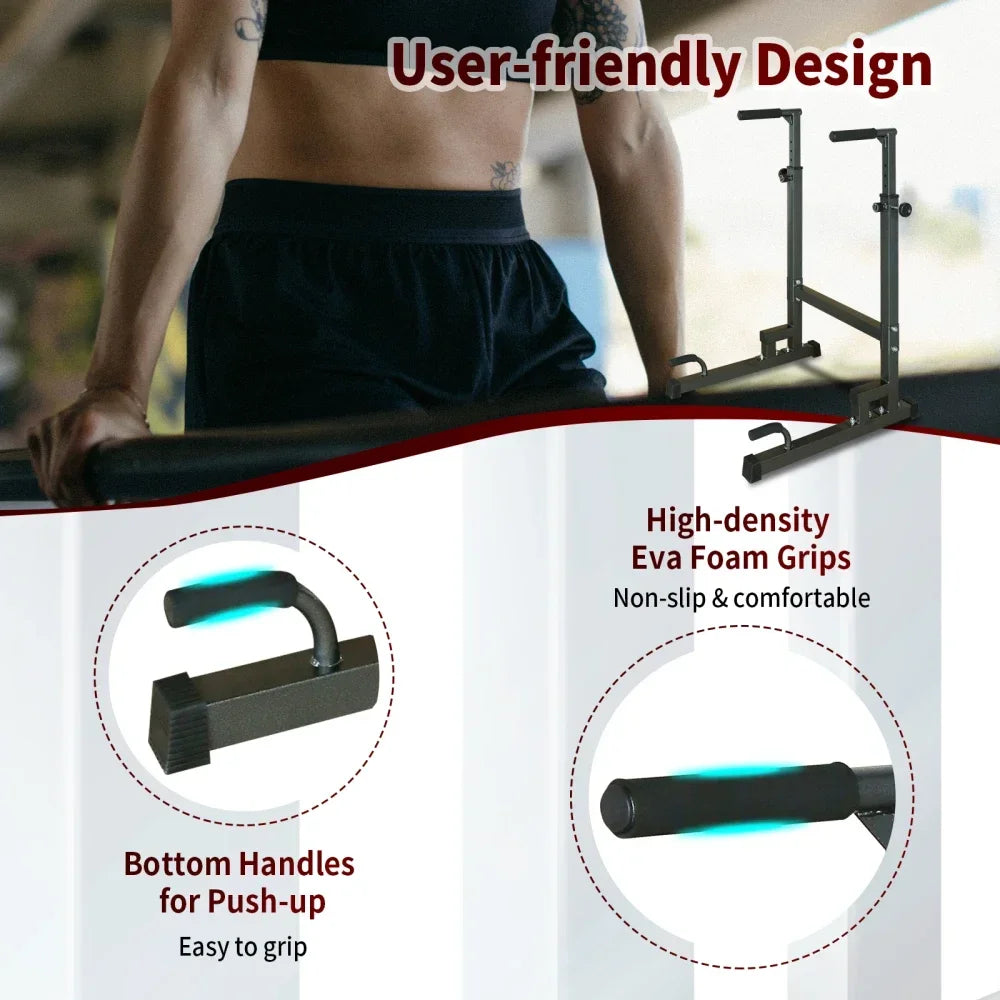 Power Tower Dip Station with Adjustable Bench & Pull-Up Bar
