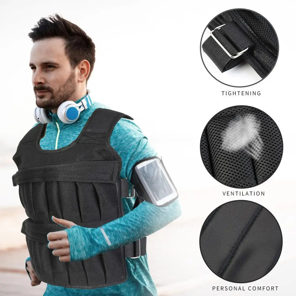 Adjustable Weight Training Vest – Empty Fitness Jacket (3/15/35kg Capacity)