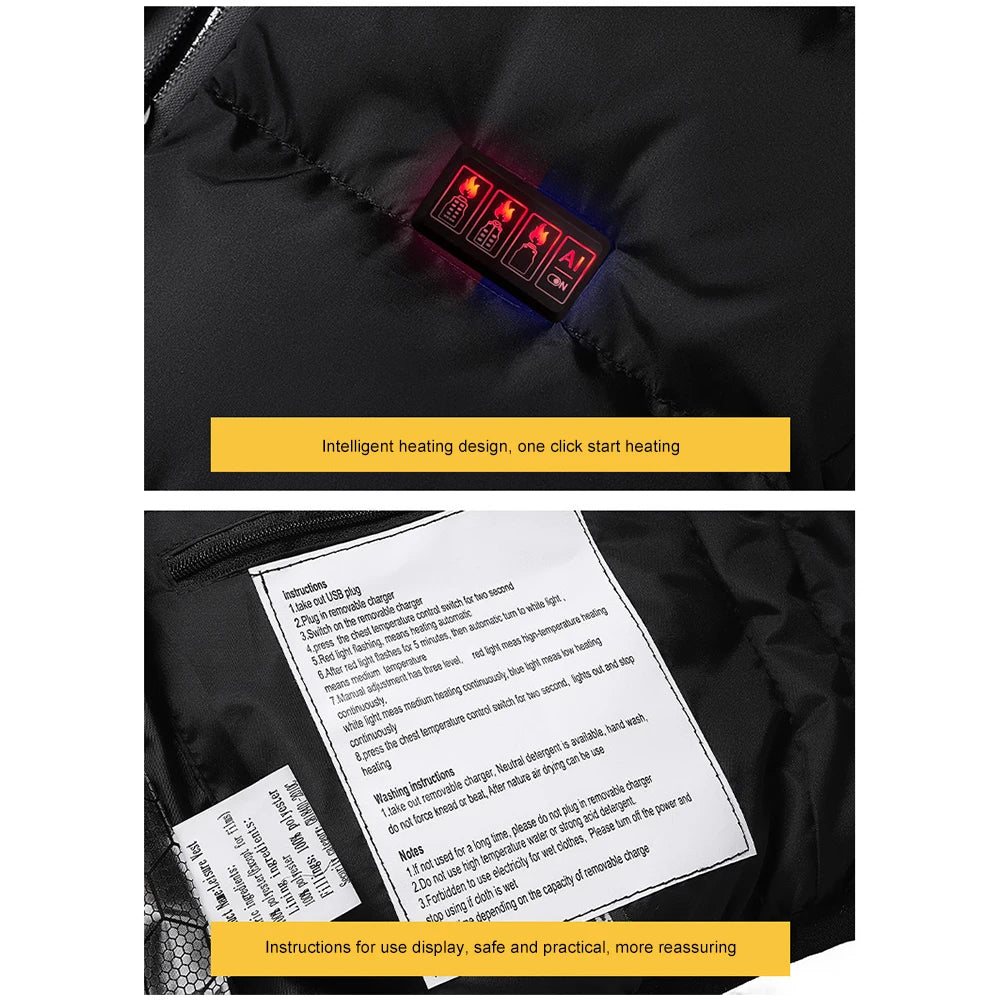 Unisex Heated Vest with 23 Heating Zones – USB Rechargeable