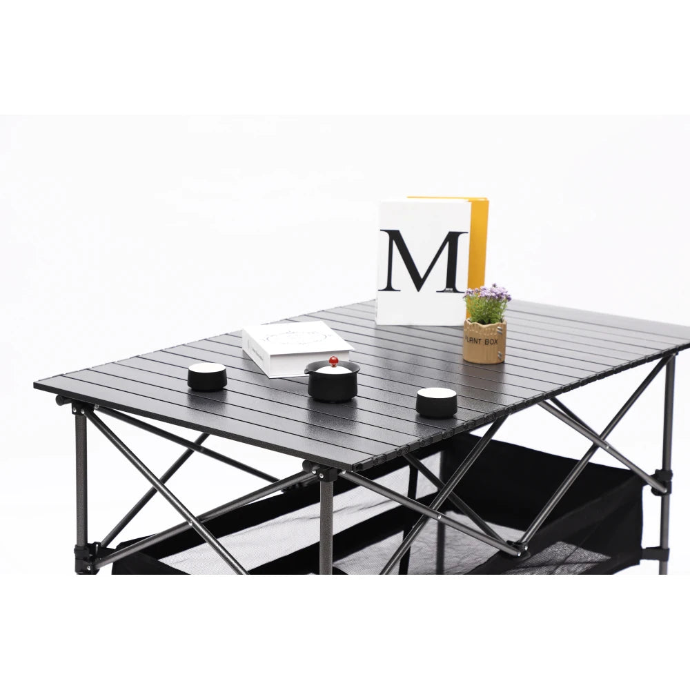 1-Piece Folding Outdoor Aluminum Roll-Up Table with Carrying Bag