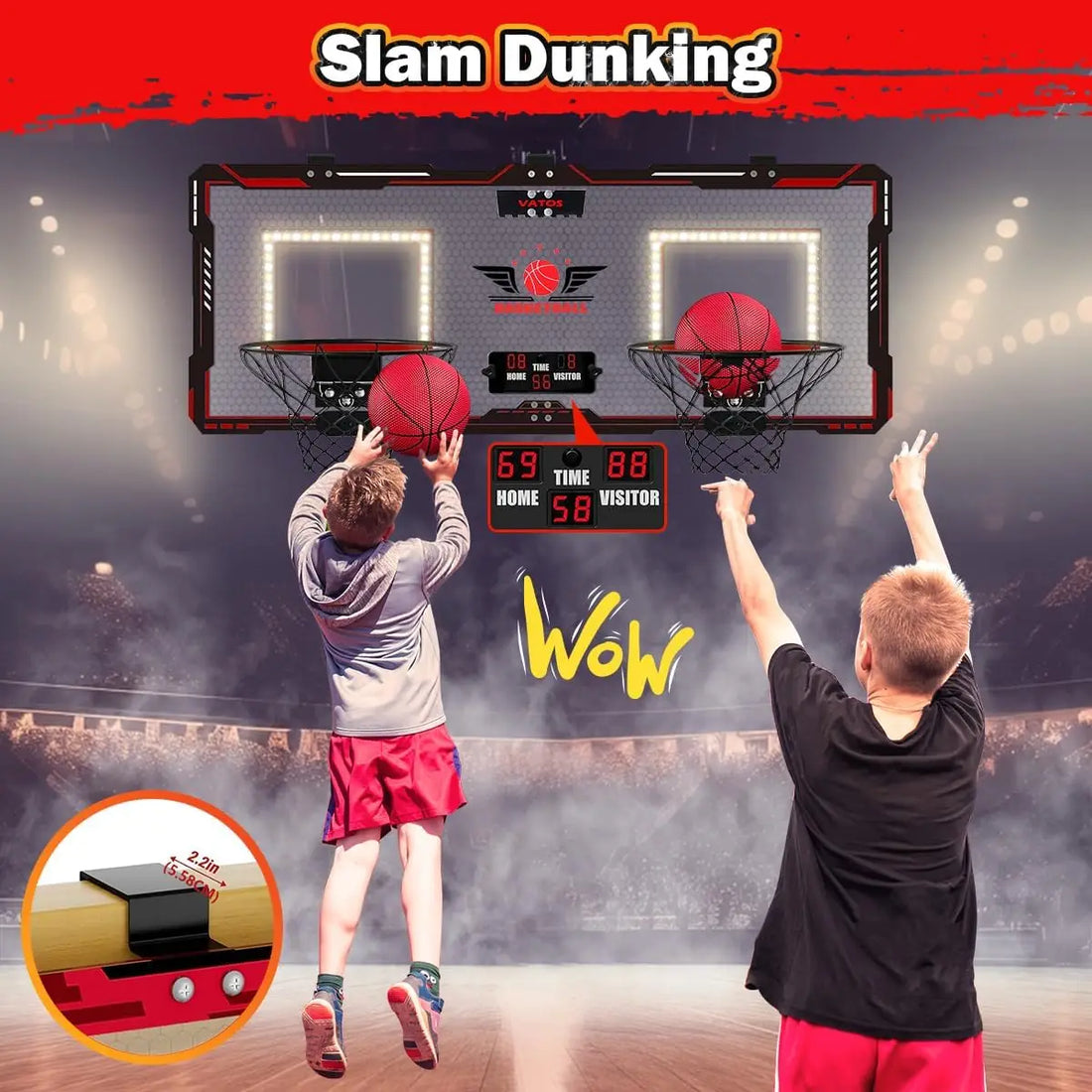 VATOS 2-Pack Mini Basketball Hoops with Electronic Scoreboard