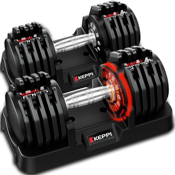 Keppi Adjustable Dumbbells 25lb/55lb with Anti-Slip Handle