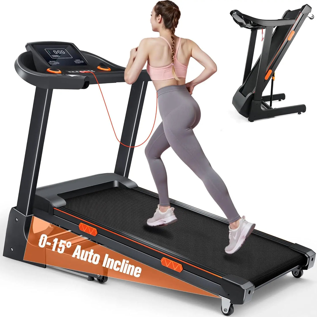 Foldable 3.5HP Treadmill with Auto Incline