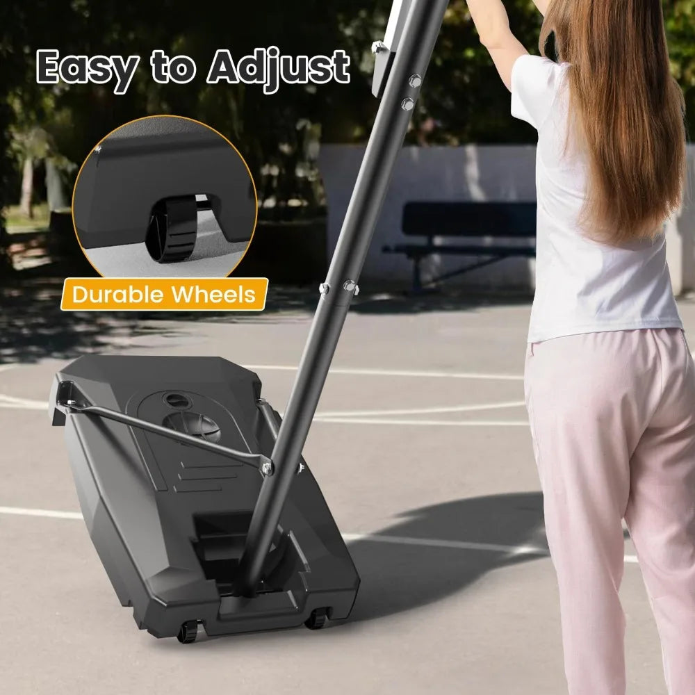 8.5ft Adjustable Portable Basketball Hoop with Wheels
