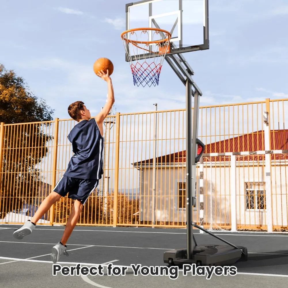 8.5ft Adjustable Portable Basketball Hoop with Wheels