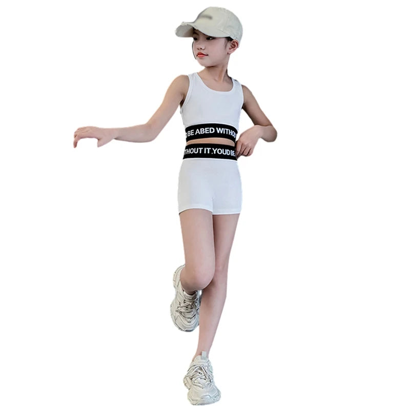 Kids Girls 2PC Sports Tank Top & Shorts Set
