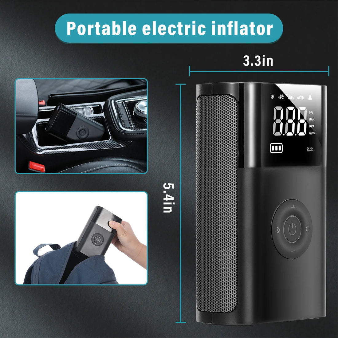 Tomshoo 4-in-1 Car Air Compressor & Power Bank