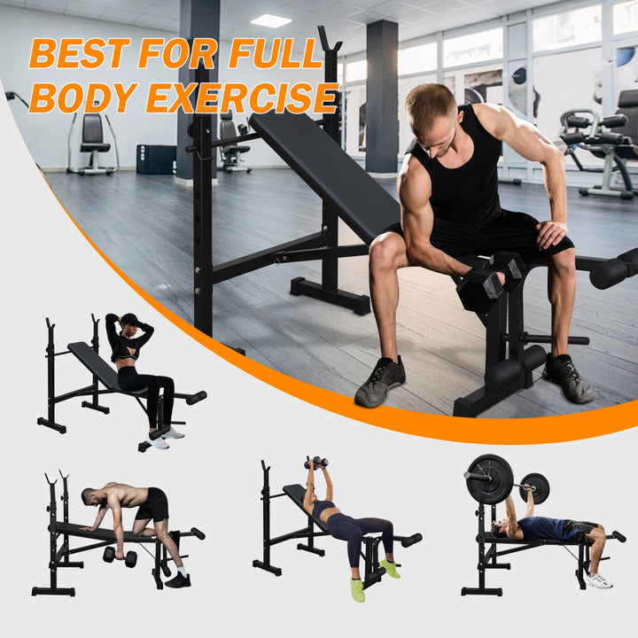 Weight Bench Press Set with Squat Rack – Home Gym Strength Training