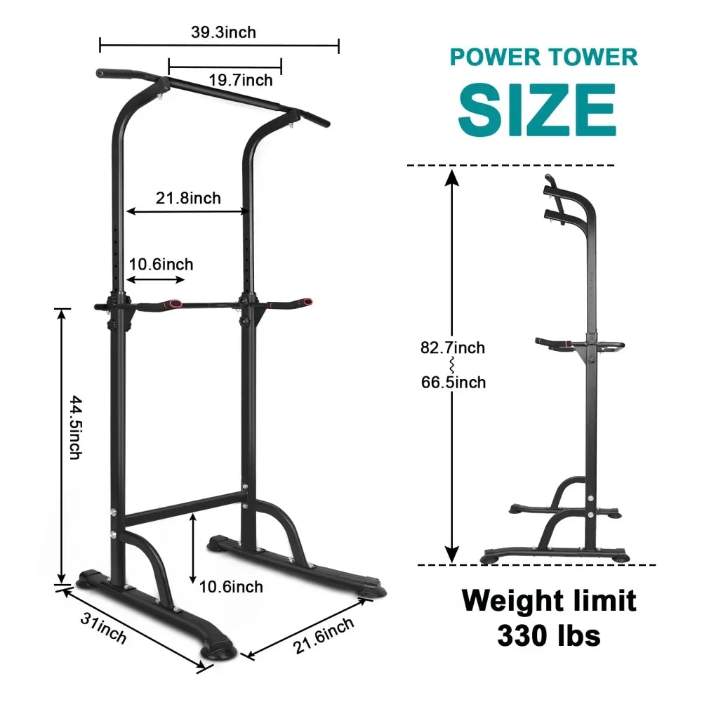 Power Tower Dip Station with Adjustable Bench & Pull-Up Bar