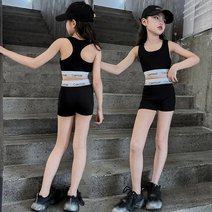 Kids Girls 2PC Sports Tank Top & Shorts Set