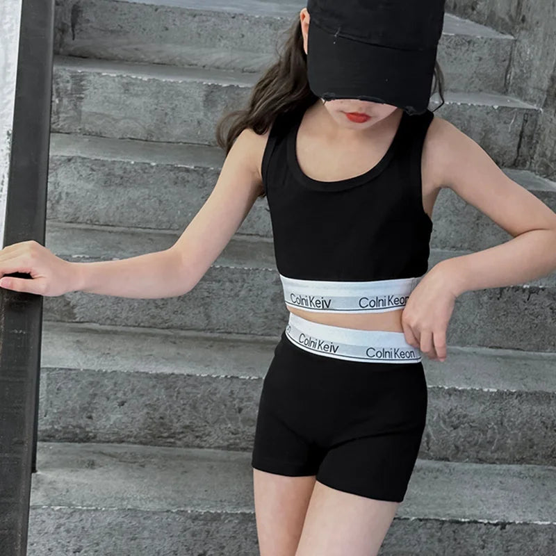 Kids Girls 2PC Sports Tank Top & Shorts Set