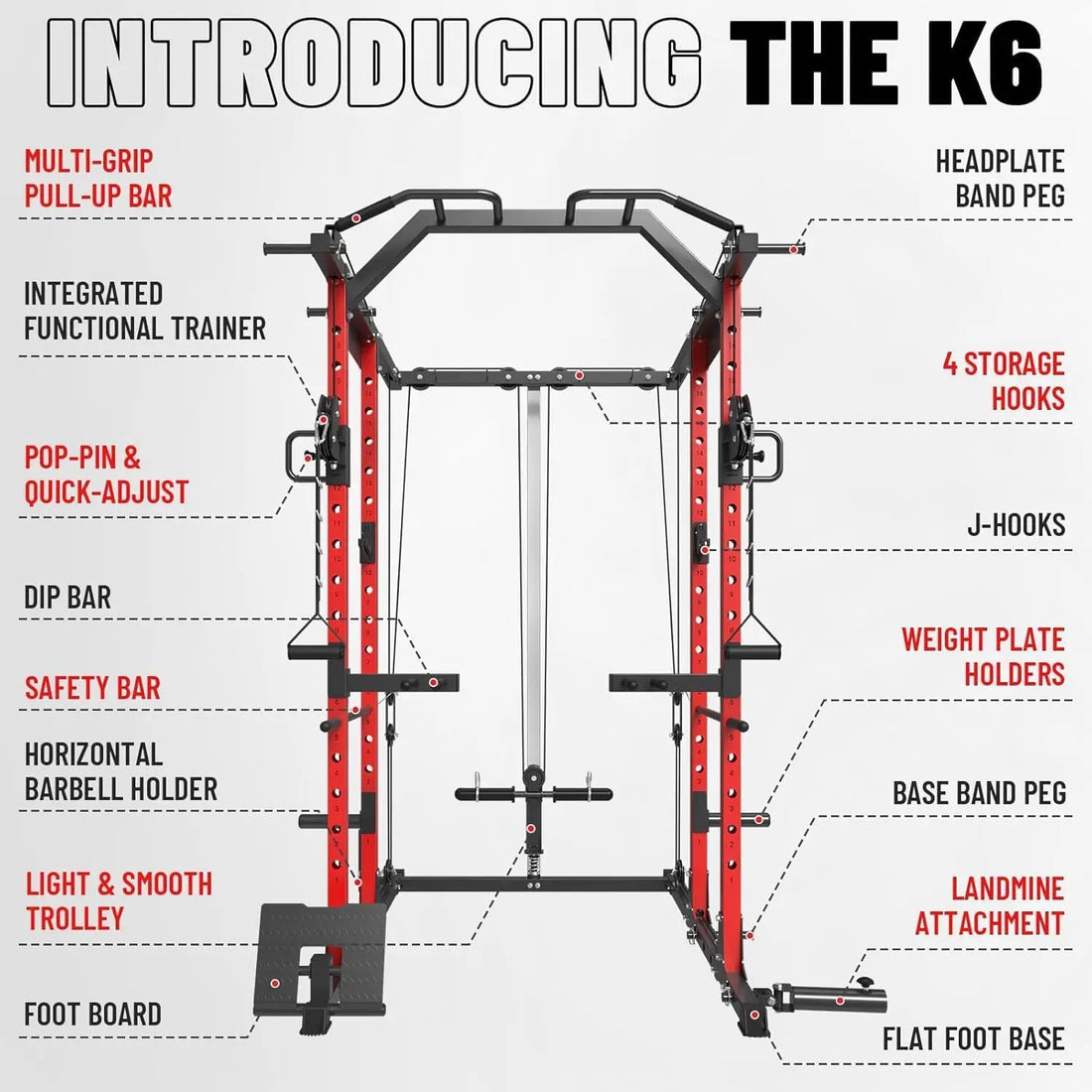1500LBS Squat Rack with Cable Crossover & LAT Pulldown System