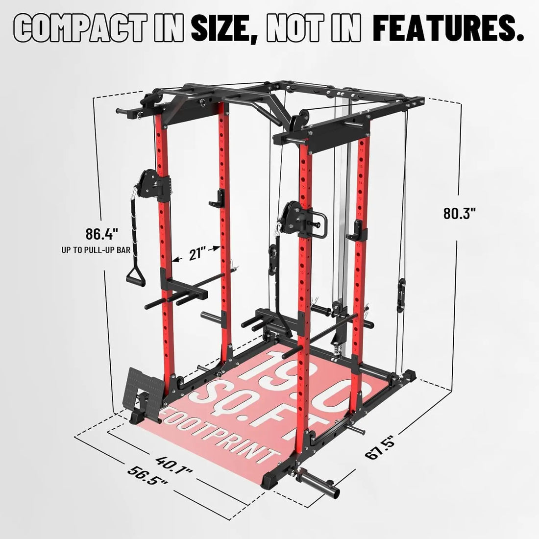 1500LBS Squat Rack with Cable Crossover & LAT Pulldown System