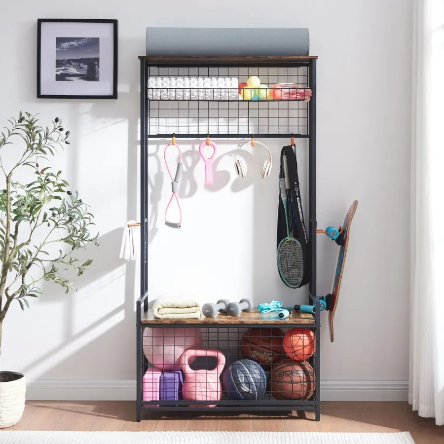 Garage Ball & Sports Equipment Organizer with Baskets