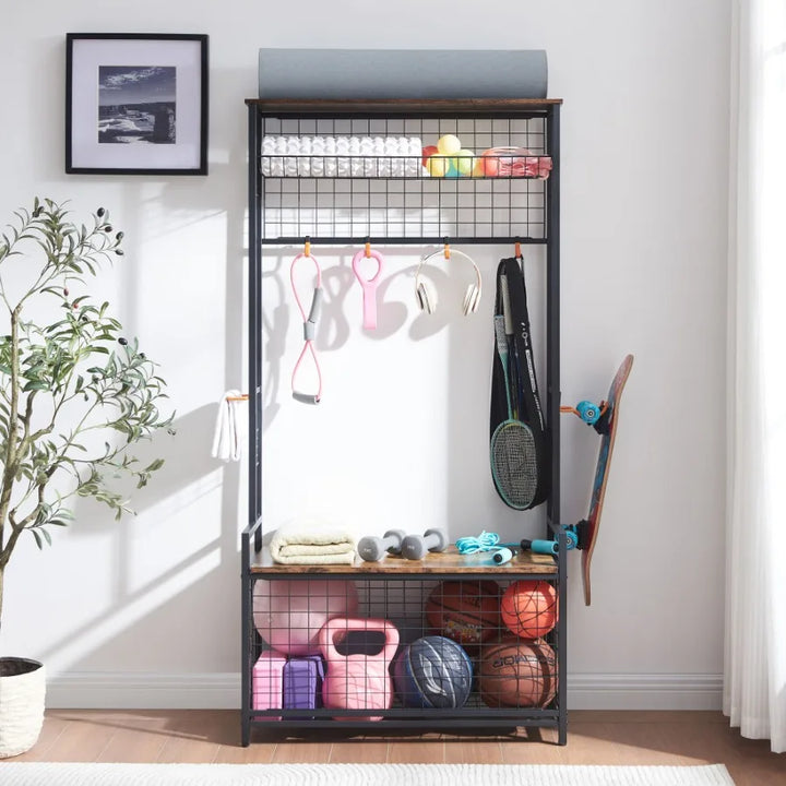 Garage Ball & Sports Equipment Organizer with Baskets