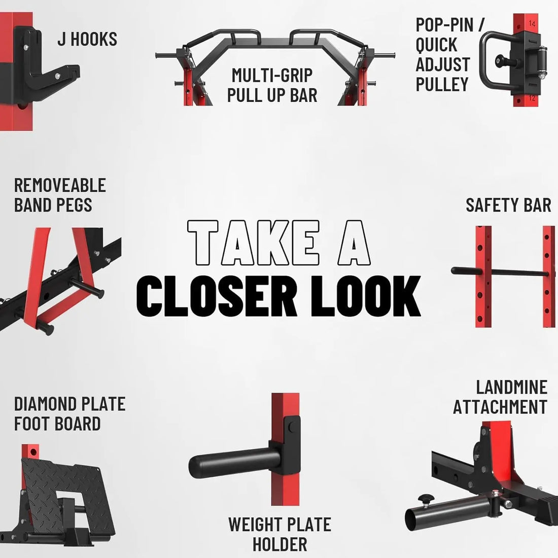 1500LBS Squat Rack with Cable Crossover & LAT Pulldown System