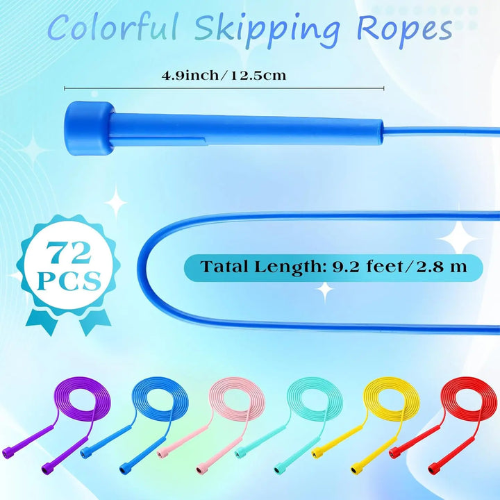 72 Pcs Adjustable PVC Jump Ropes 9.2 ft Fitness Speed Ropes