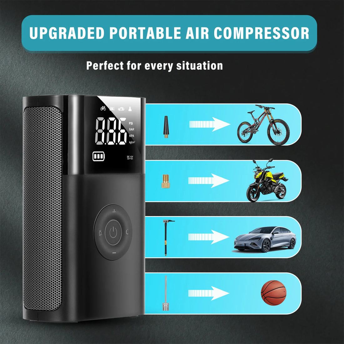 Tomshoo 4-in-1 Car Air Compressor & Power Bank