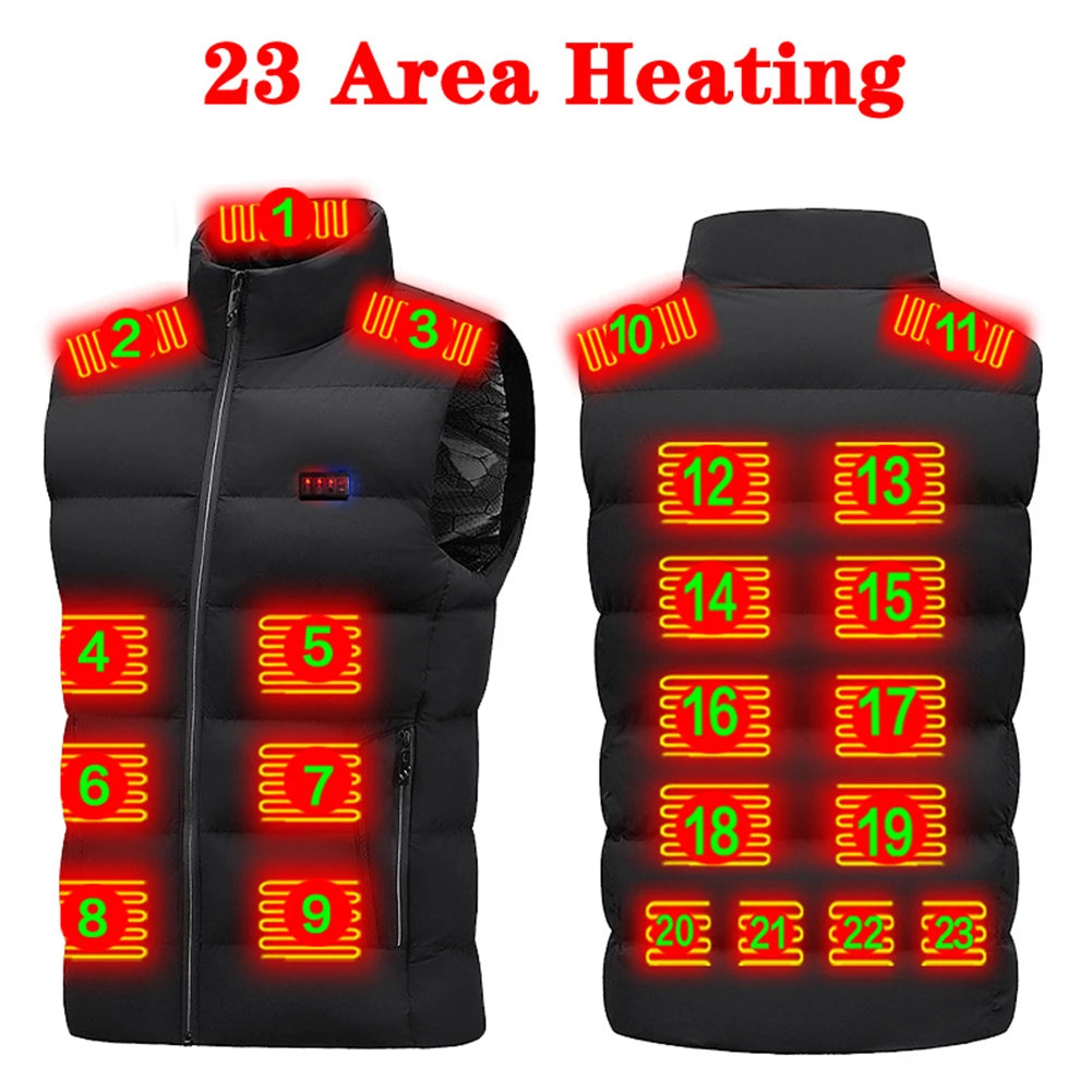 Unisex Heated Vest with 23 Heating Zones – USB Rechargeable
