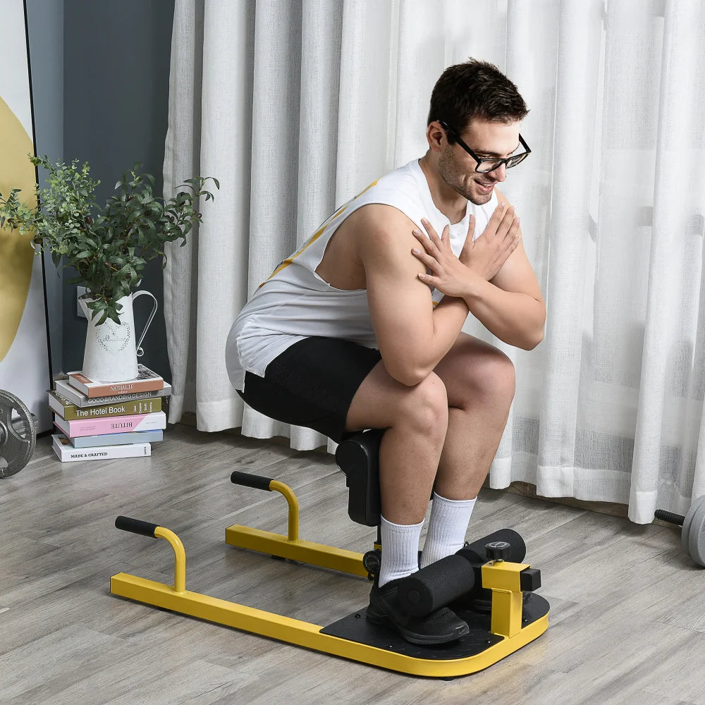 3-in-1 Padded Push-Up & Sit-Up Squat Machine - Yellow