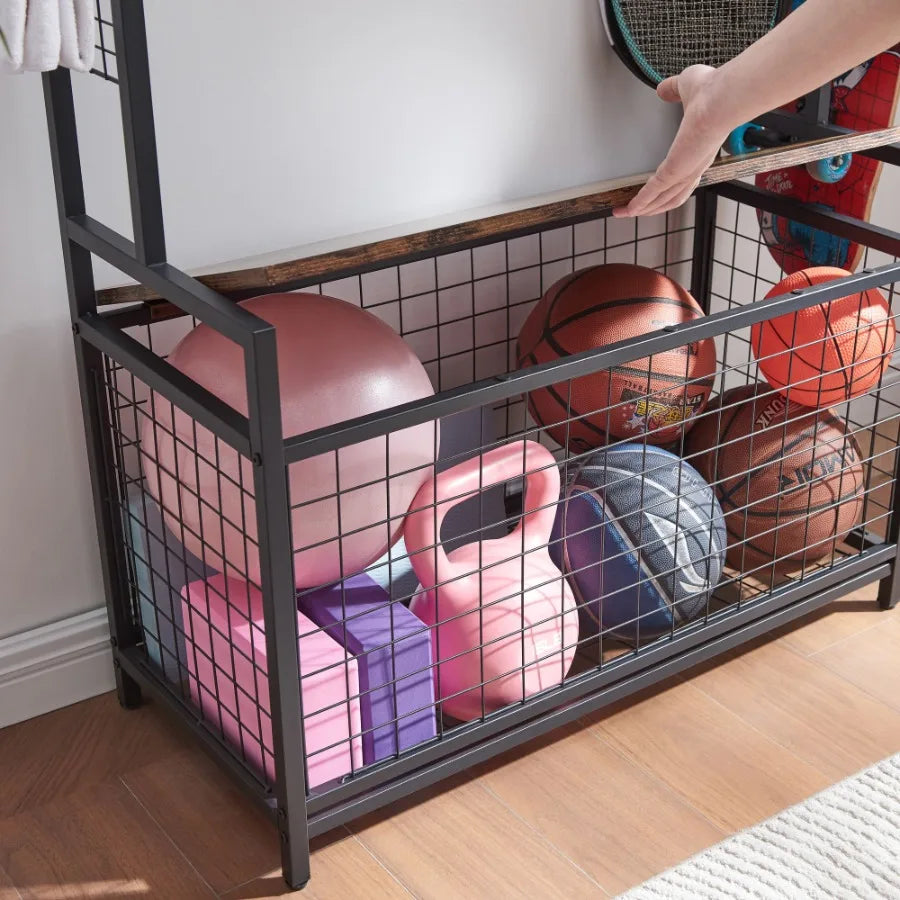 Garage Ball & Sports Equipment Organizer with Baskets