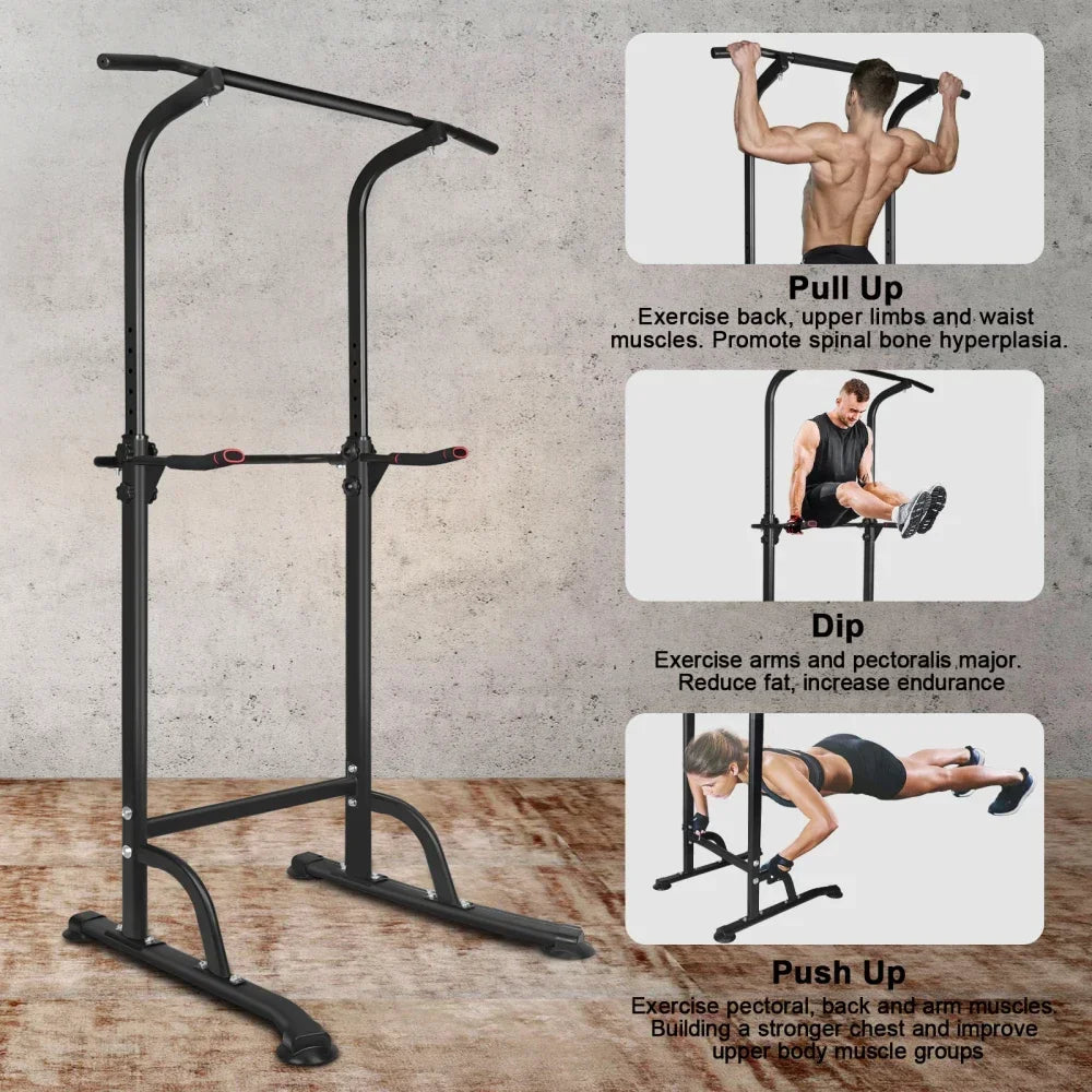 Power Tower Dip Station with Adjustable Bench & Pull-Up Bar