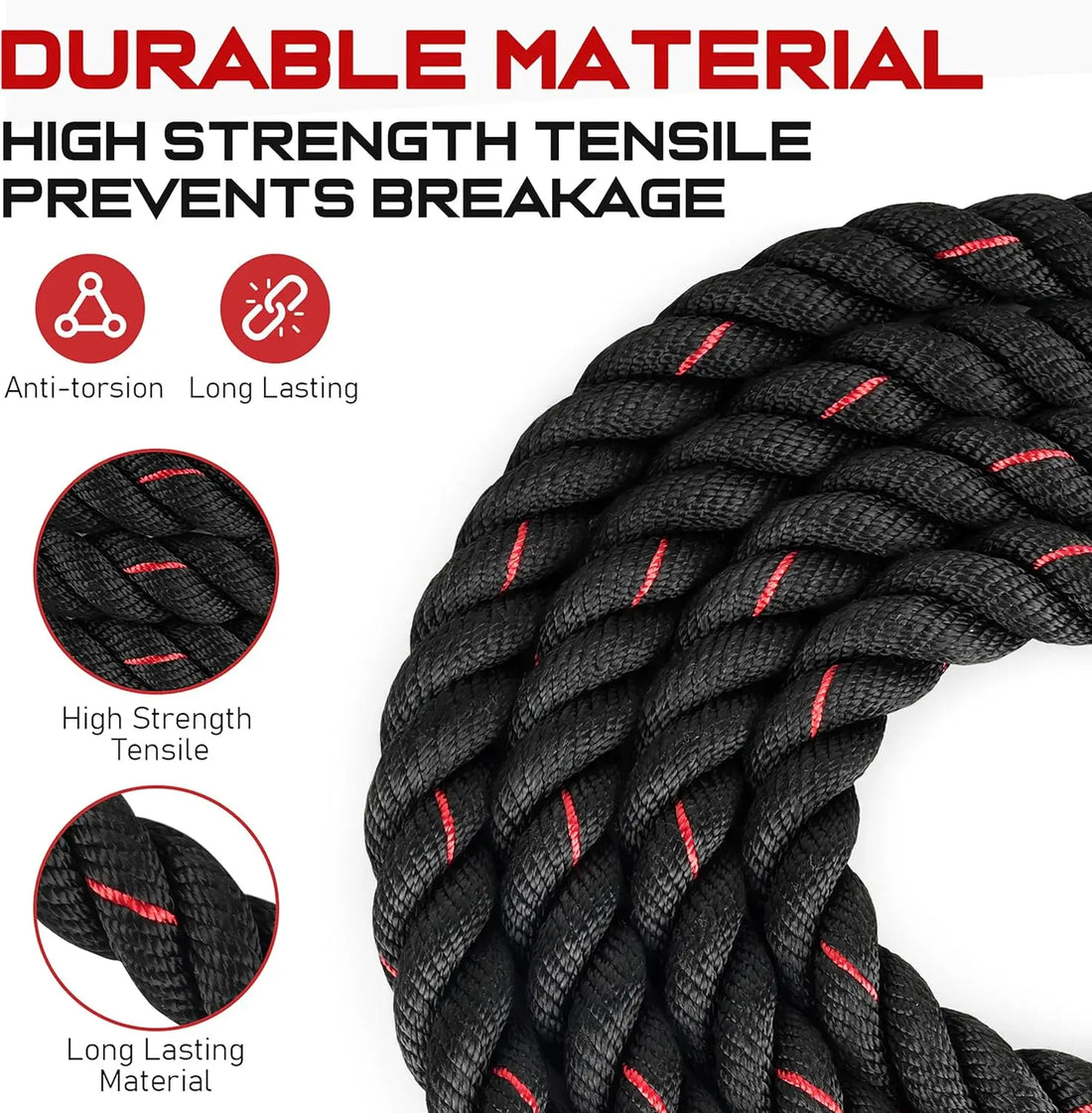 Weighted Jump Rope 3lb-5lb, 9.8ft Heavy Fitness Skipping Rope