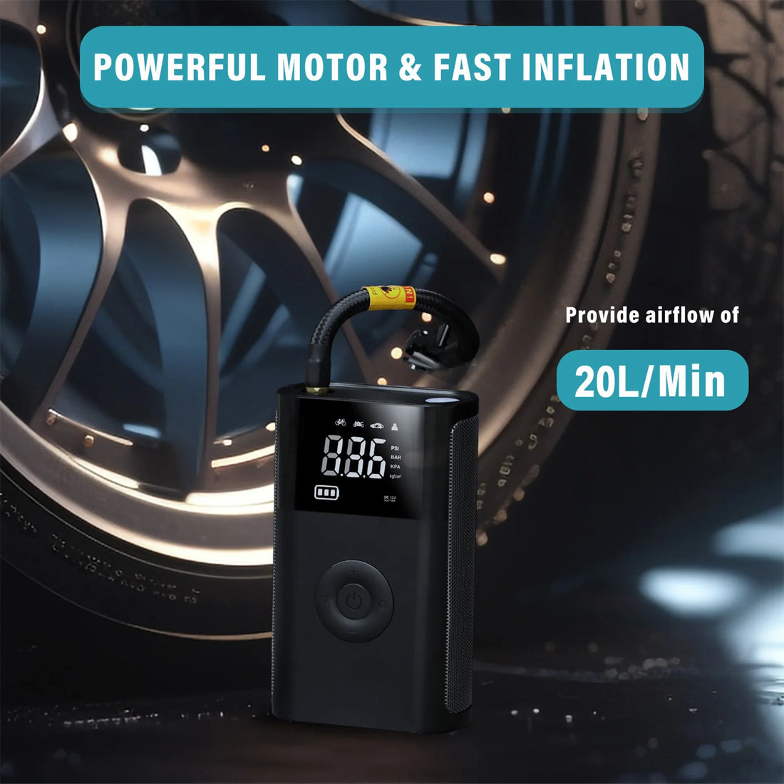 Tomshoo 4-in-1 Car Air Compressor & Power Bank