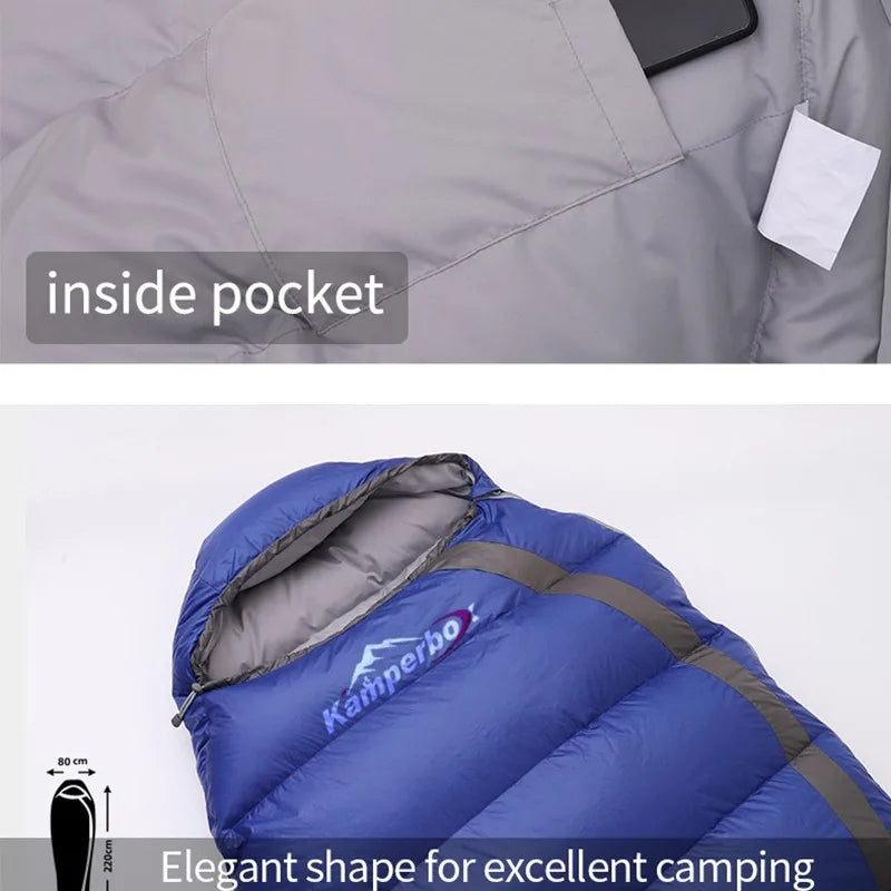 Winter Down Sleeping Bag - Lightweight Low-Temp Camping Bag