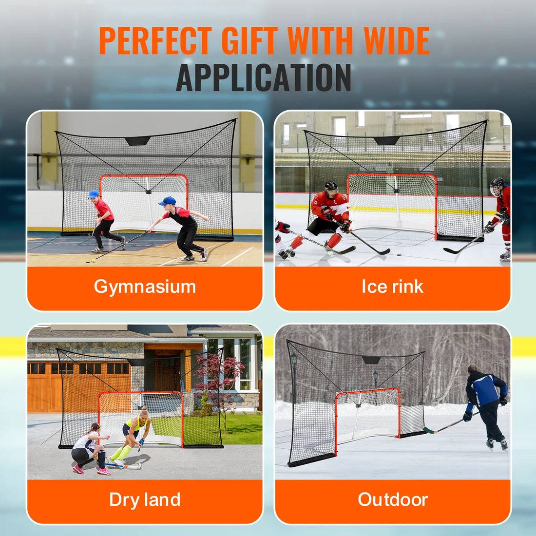 VEVOR 12x7ft Hockey Goal Backstop Net