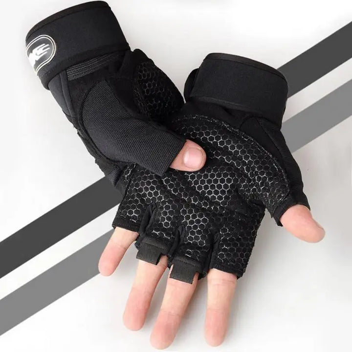 Heavy Duty Gym Training Gloves – Half Finger, Non-Slip, Wrist Support