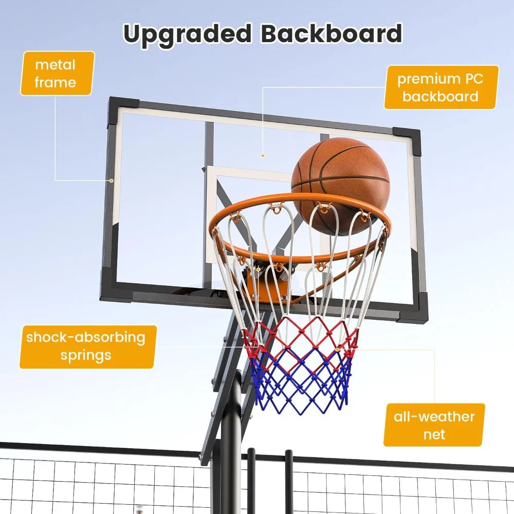 8.5ft Adjustable Portable Basketball Hoop with Wheels