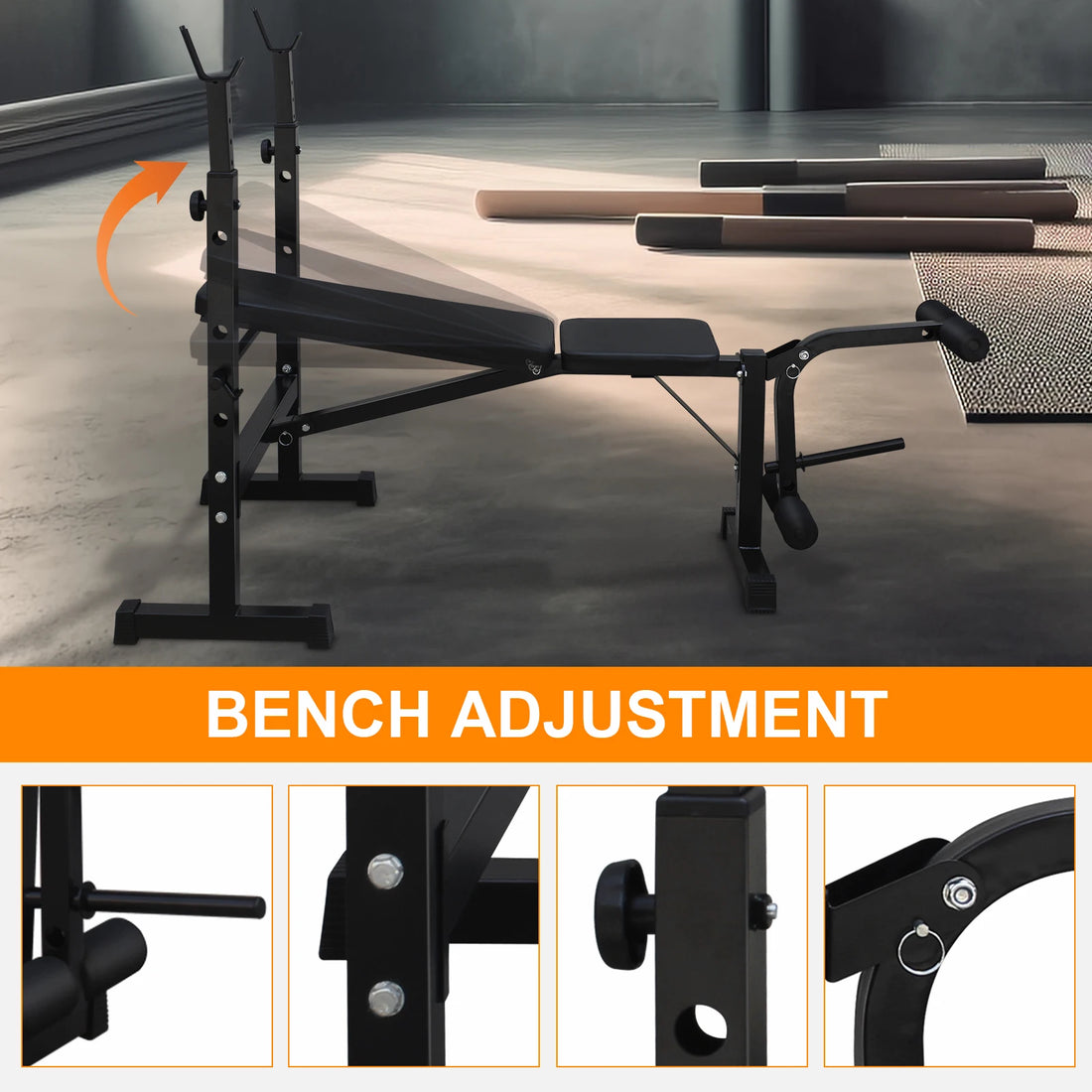 Weight Bench Press Set with Squat Rack – Home Gym Strength Training