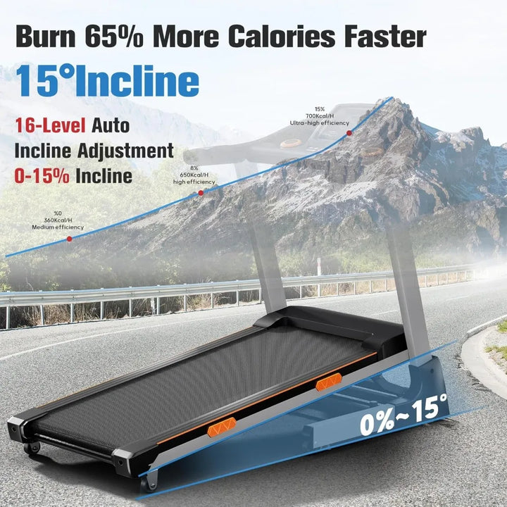 Foldable 3.5HP Treadmill with Auto Incline