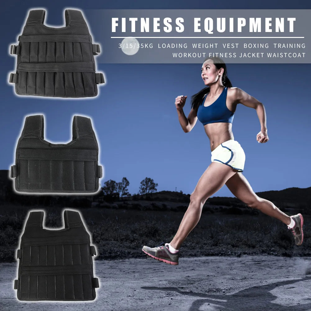 Adjustable Weight Training Vest – Empty Fitness Jacket (3/15/35kg Capacity)