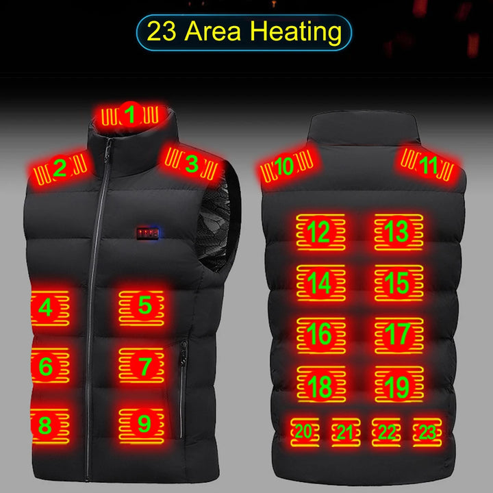 Unisex Heated Vest with 23 Heating Zones – USB Rechargeable