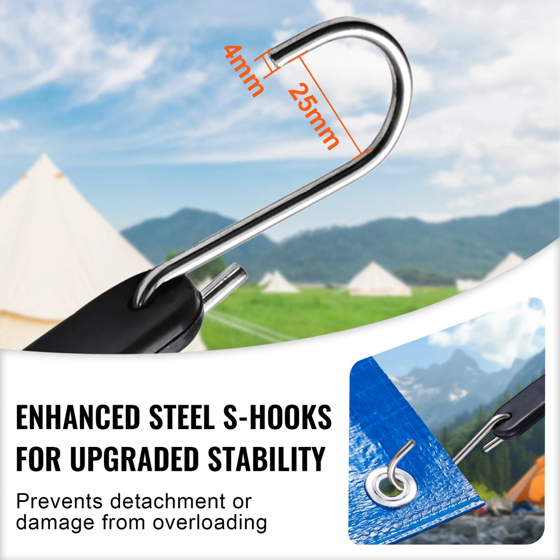VEVOR Heavy Duty Elastic Bungee Cords with Steel S-Hooks